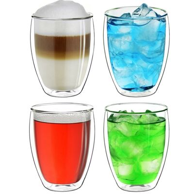 Creano Doppelwandglas Thermoglas "hoch" | 400ml - 4er-Set