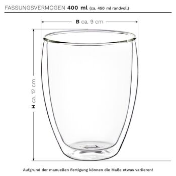 Verre thermique à double paroi Creano "haut" | 400ml - lot de 4 3