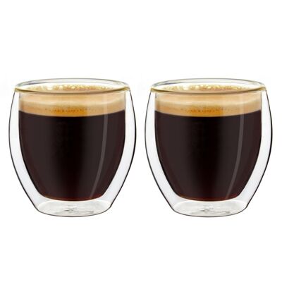 Creano espresso in vetro a doppia parete "ingombrante" | 100 ml - set da 2