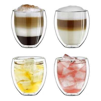 Creano doppelwandiges Thermoglas "bauchig" | 250ml - 4er-Set