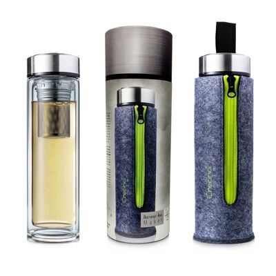 Tetera termo con bolsa de fieltro | 400ml - verde