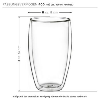 Verre thermique à double paroi Creano "dg-sh" | 400ml - lot de 4 2