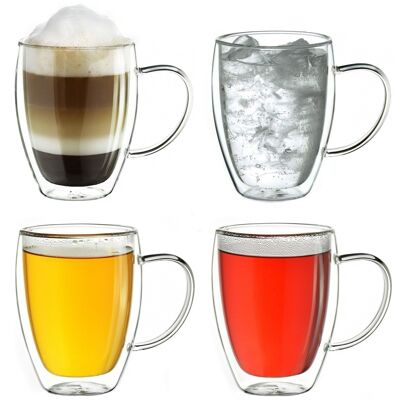 Creano double-walled thermal glass with handle "HH" | 250ml - set of 4