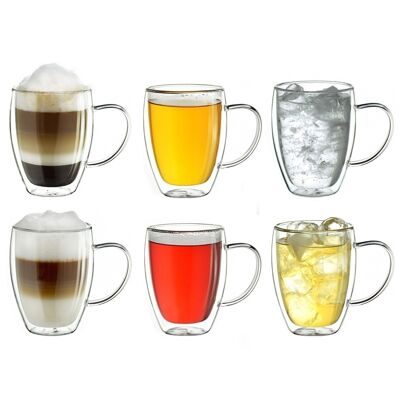 Creano double-walled thermal glass with handle "HH" | 250ml - set of 6