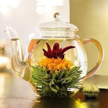 Creano Tea Flower Mix 18er AbloomTee thé blanc, noir et vert dans une noble boîte magnétique avec fenêtre et gaufrage argenté 2