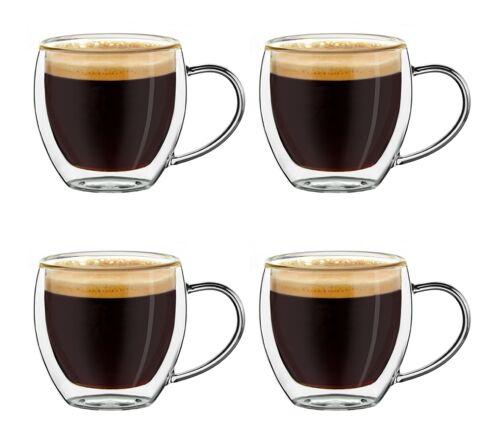 Set 100ml Espresso-Thermogläser mit Henkel DG-BH | 100ml - 4er-Set