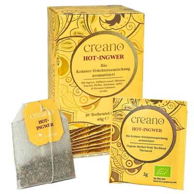 Sachets de thé - tisane bio - gingembre chaud