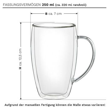 Set de verre thermique avec anse "DG-SHH" 250ml - lot de 6 2