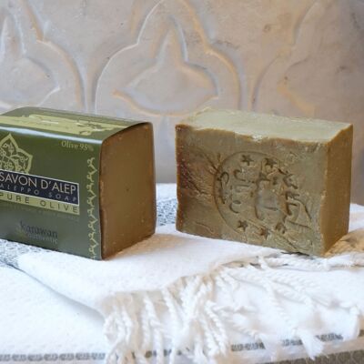 SAVON D'ALEP PURE OLIVE 95% - EN BANDEAU - 200G - VENDU PAR 6