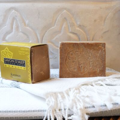 SAPONE DI ALEPPO DI QUALITÀ - OLIO DI OLIVA 80% E BAIA 20% - IN CINTURINO - 200G - VENDUTO DA 6
