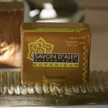 SAVON D'ALEP SUPERIEUR - HUILE D'OLIVE ET DE LAURIER 35% - EN BANDEAU - 200G - VENDU PAR 6 4