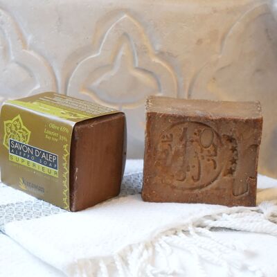SAPONE DI ALEPPO SUPERIORE - OLIO DI OLIVA E ALLORO 35% - IN CINTURINO - 200G - VENDUTO DA 6