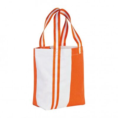 Strandtasche aus zweifarbiger Baumwolle in Weiß und Orange