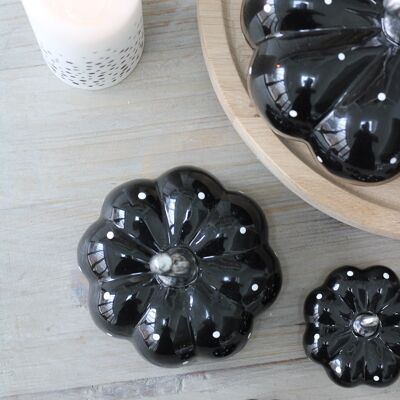 Ceramic Pumpkin Black Polka dot - Medium