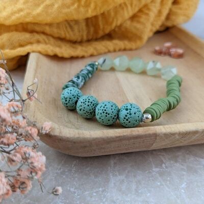 Aventurine & Lava Bead Gemstone Beaded Aromatherapy Bracelet