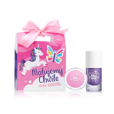 Tibu Kids Duo-Set – Violet Princess – Perlvioletter Nagellack + pinker natürlicher Lidschatten