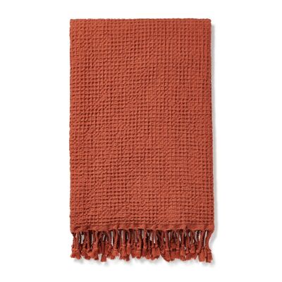 Asciugamano Peshtemal Rulo in cotone Waffle Weave - Terra d'ombra
