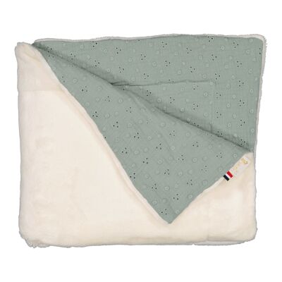 All-season baby comforter blanket - Khaki English embroidery on gauze