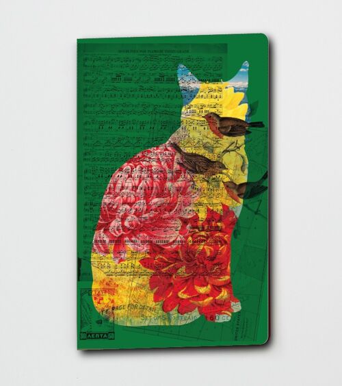 Cat Notes and Birds Green Notebook - WAN22301