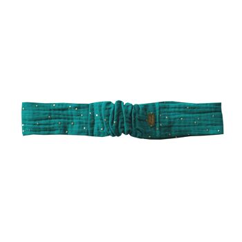 Headband élastique twist double gaze turquoise 4