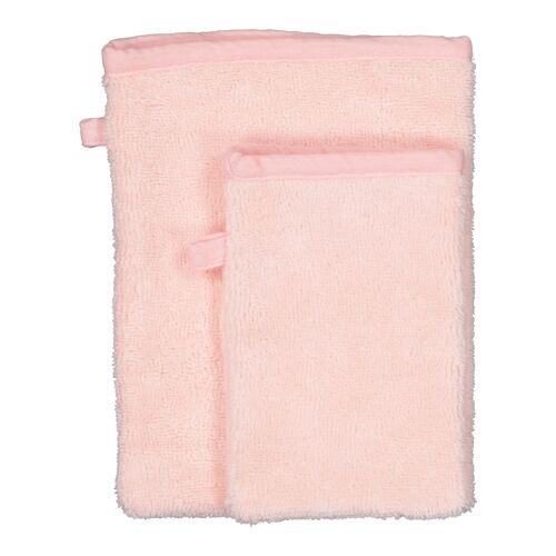 LOT DE 2 GANTS DE TOILETTE D'APPRENTISSAGE  - Bambou rose