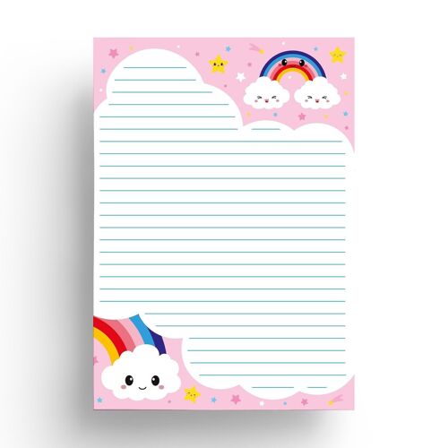 Letterpaper cloud and rainbows a5 dubbelsided