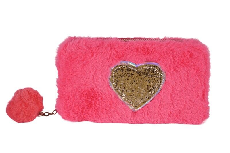 [ WZ721 ] CARTERA DE SEÑORA PELUDA - CORAZÓN