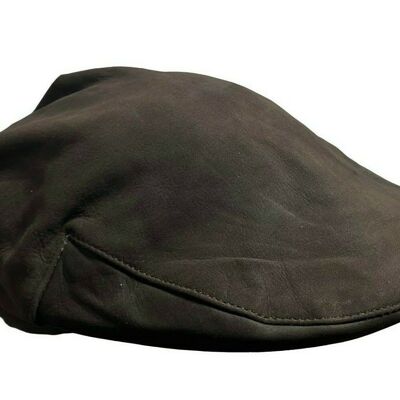New Brown Oiled Nubuck Leather Ivy Cap Golf Hooligan Newsboy Flat cap - M (57- cm)