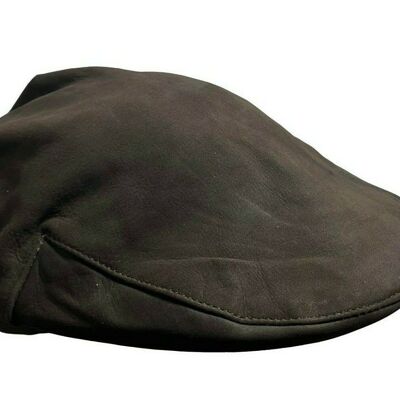 New Brown Oiled Nubuck Leather Ivy Cap Golf Hooligan Newsboy Flat cap - XL  (60_61 - cm)