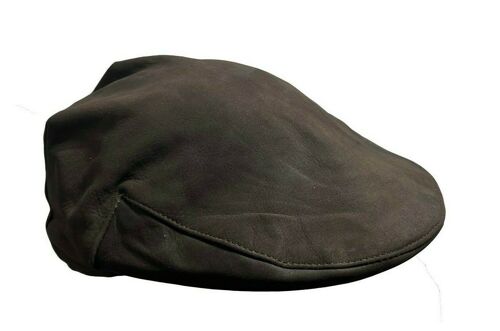 New Brown Oiled Nubuck Leather Ivy Cap Golf Hooligan Newsboy Flat cap - XXL (61-61 CM)