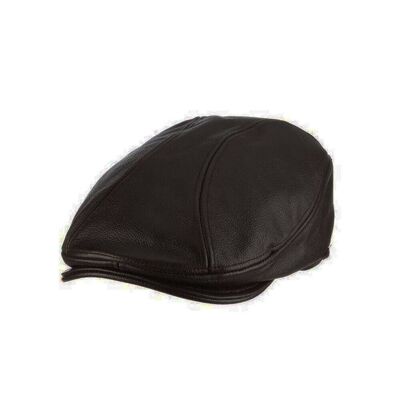 Brown Leather Real Cowhide Ivy Flat Newsboy Cap Gatsby Golf Hat Driver Cabbies - XXL (61-61 CM)