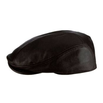 Casquette gavroche plate en cuir de vachette véritable marron Ivy Gatsby Golf Hat Driver Cabbies - M (57-cm) 2