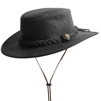 Chapeau vintage de style Cowboy Outback Western Aussie en cuir noir fabriqué à la main 2