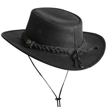 Chapeau vintage de style Cowboy Outback Western Aussie en cuir noir fabriqué à la main 3