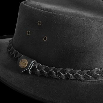 Chapeau vintage de style Cowboy Outback Western Aussie en cuir noir fabriqué à la main 5