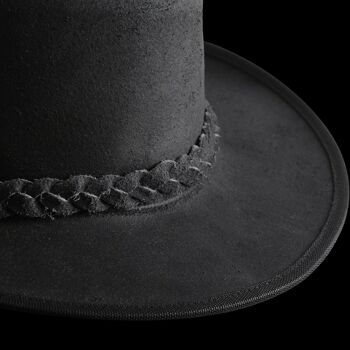 Chapeau vintage de style Cowboy Outback Western Aussie en cuir noir fabriqué à la main 6