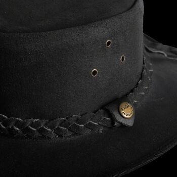 Chapeau vintage de style Cowboy Outback Western Aussie en cuir noir fabriqué à la main 7