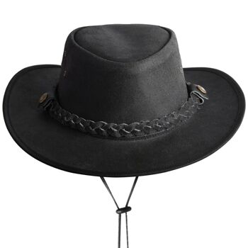 Chapeau vintage de style Cowboy Outback Western Aussie en cuir noir fabriqué à la main 9
