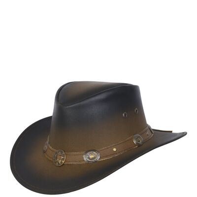 Déguisement Western Cowboy Bush Hat pour enfant en cuir véritable marron clair - S (55- 56cm)