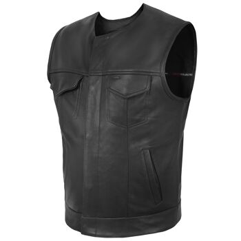 Moto en cuir sans collier coupé style SOA noir - S 2