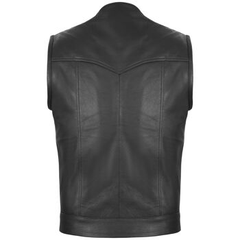 Moto en cuir sans collier coupé Style SOA Noir - L 3