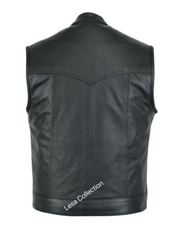 Nouveau gilet coupe-vent de style SOA pour moto avec motard en cuir chromé - XL 3