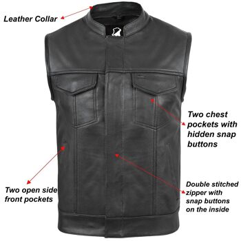 Nouveau gilet de coupe de style SOA de moto de moto avec motard en cuir chromé - XXL 1