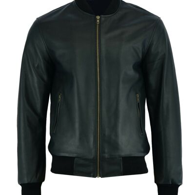 Nouveau blouson aviateur rétro des années 70 pour hommes en cuir souple classique noir - XXXXL