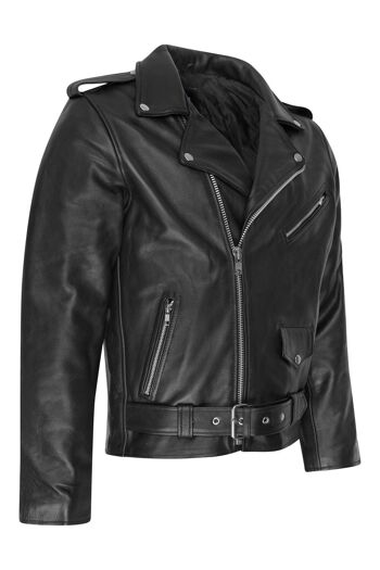 Veste de moto / motard Brando en cuir véritable pour homme toutes tailles neuve - 4XL 2