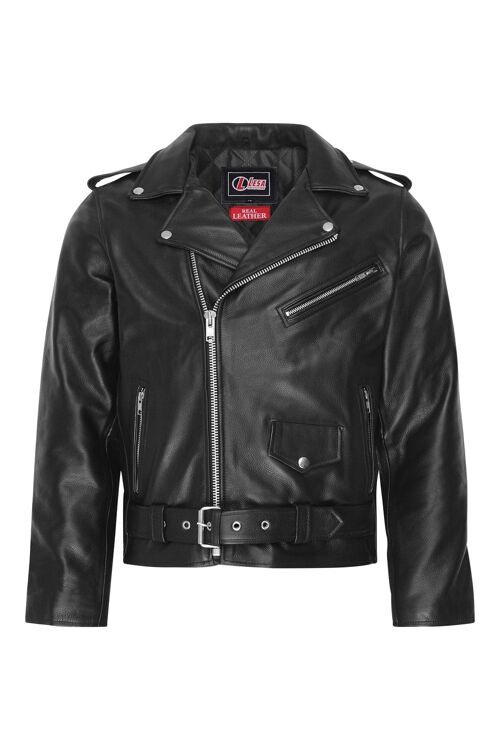 Mens real leather Brando motorbike motorcycle /biker jacket all sizes new - S
