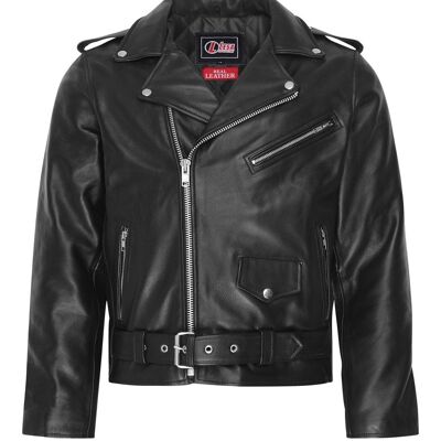 Mens real leather Brando motorbike motorcycle /biker jacket all sizes new - S