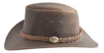 Lesa Collection Chapeau de Style Australien Western Outback en Cuir Vieilli Marron 3