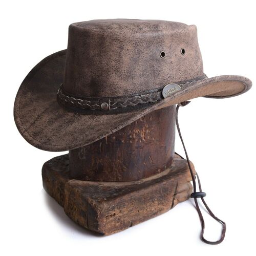 Australian Style Brow Leather Distressed Crushable Foldable Outback Classic Hat