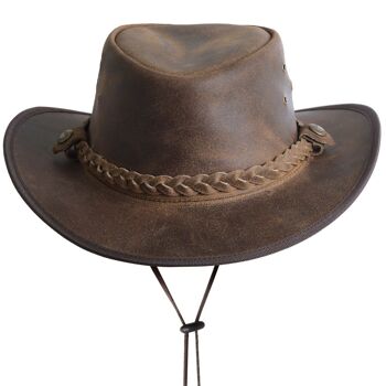 Chapeau de Cowboy Outback Antique en cuir de style australien en marron vintage 3